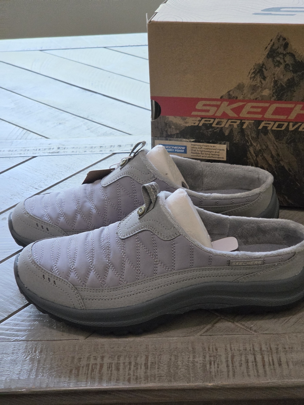 Skechers Auretta Quilted Clogs Gray Memory Foam Women’s 9 NWT - Picture 6 of 8